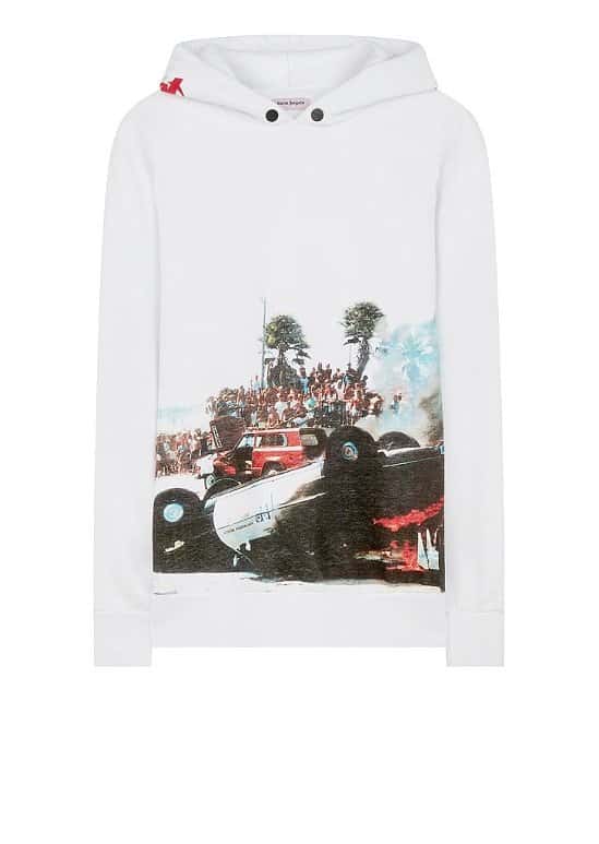 SAVE 204.00 Palm Angels Burning Car Hoodie in White
