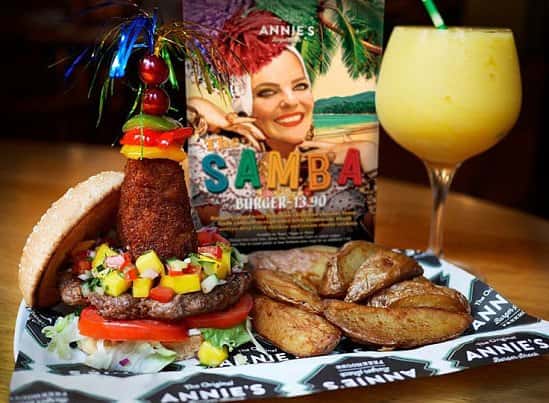 Annie’s August special is available right now: We are proud to present, The Samba Burger!