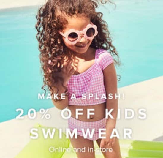 20% OFF Kids Swimwear - Online and In Store!