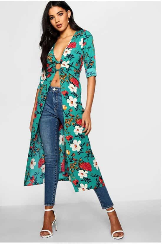 SAVE OVER 35% on this Floral Ring Detail Kimono Top!
