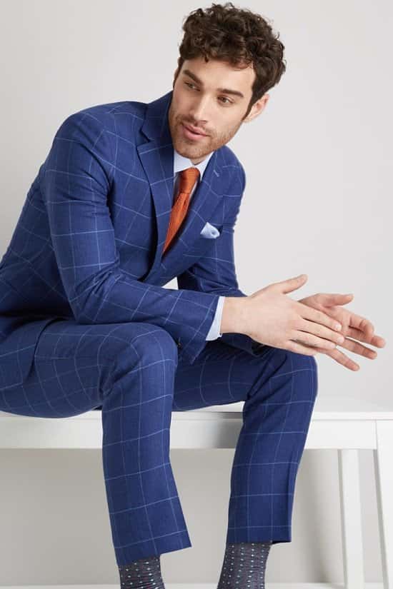 Save 49% on this Moss 1851 Tailored Fit Bright Blue Windowpane Suit