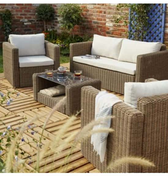 REDUCED TO CLEAR - SAVE £34.00: SORON RATTAN 4 SEATER COFFEE SET