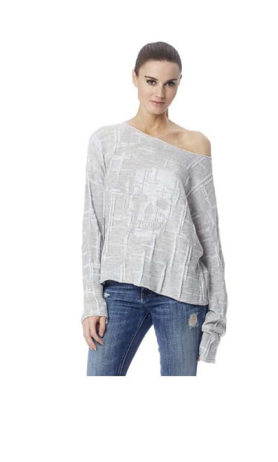 NEW ARRIVALS - 360 Cashmere Lilith Top – Light Heather Grey / White: £98.00!