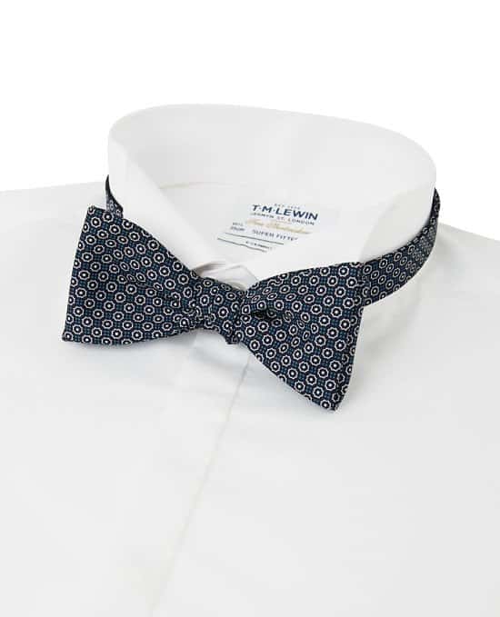 WIN - A Navy and Blue Geometric Print, 100% Silk, Self-Tie Bow Tie from T.M.Lewin