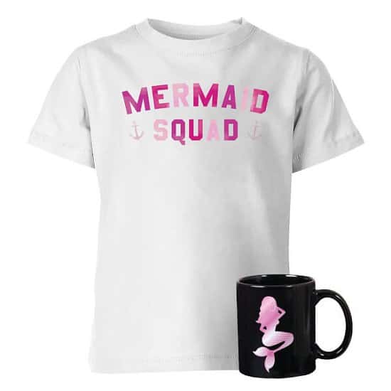 Kids Mermaid Squad Tee with Colour-Change Mug!