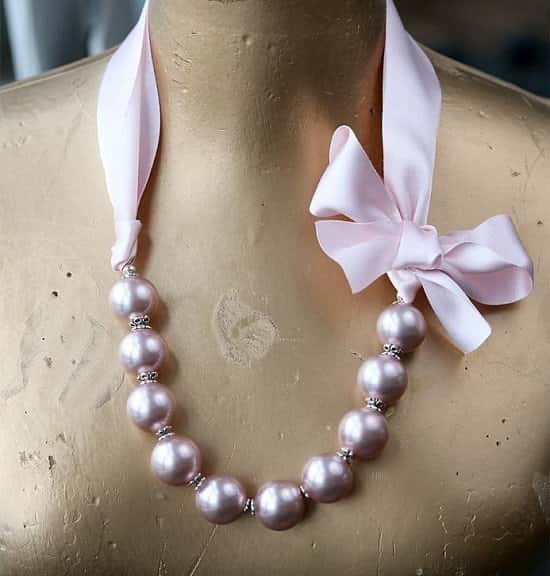Shop the Bridal Jewellery and Accessories - Dusky pink pearl and ribbon necklace: £34.00!