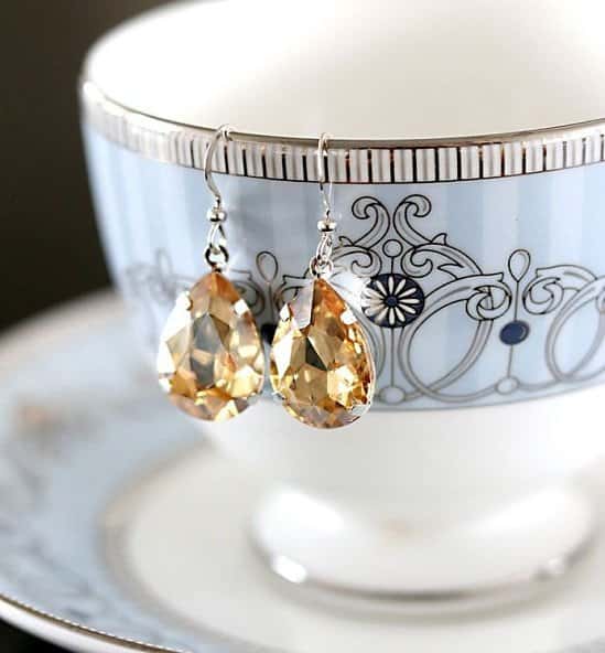 Golden Amber Teardrop Crystal Earrings: £14.00!
