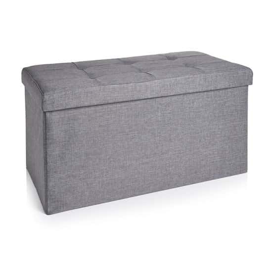 SAVE 23% OFF Large Faux Linen Ottoman Grey!