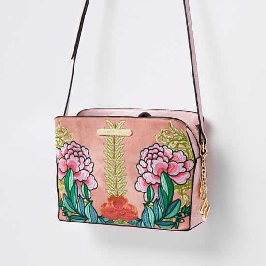 Accessories Pink floral open top triple compartment bag 34.00