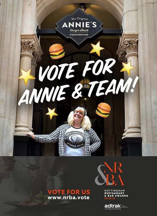 Just a couple more days to vote for Annie and Team in the Nottingham Restaurant & Bar Awards 2018!