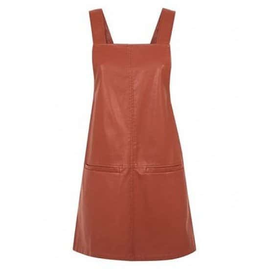 SAVE £5.75 - Tan Leather-Look Pinafore Dress