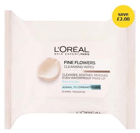 OFFERS - L'Oreal Paris Fine Flowers Cleansing Wipes Combination Skin 25pk!