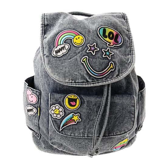 Save on this Smiley Denim Emoticon Patch Backpack