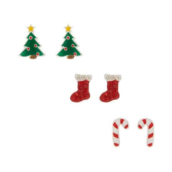 Save- Sterling Silver Christmas Stud Earrings - 3 Pack