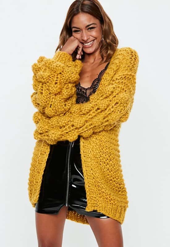 NEW IN WITH 15% OFF - mustard bobble sleeve chunky cardigan!