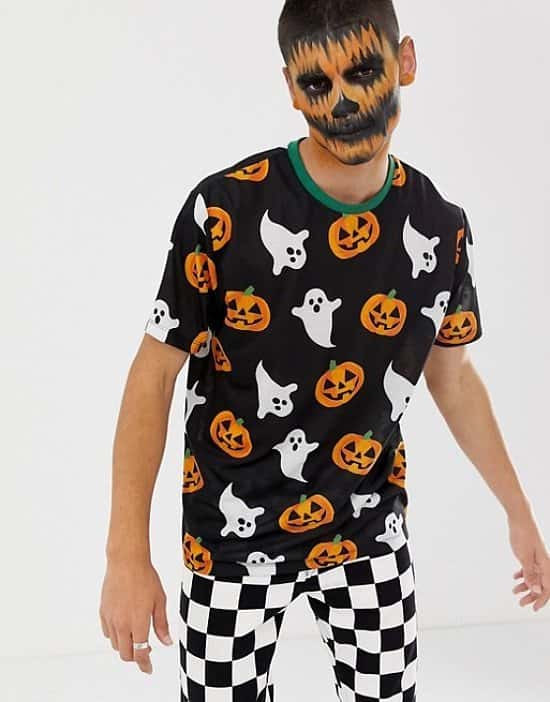LAST MINUTE COSTUME - ASOS DESIGN Halloween relaxed t-shirt with all over ghost and pumpkin print!