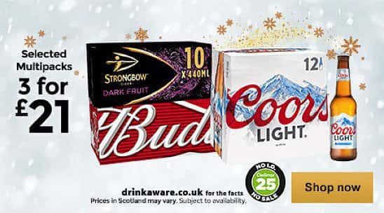 3 FOR £21.00 - On Beer and Cider!