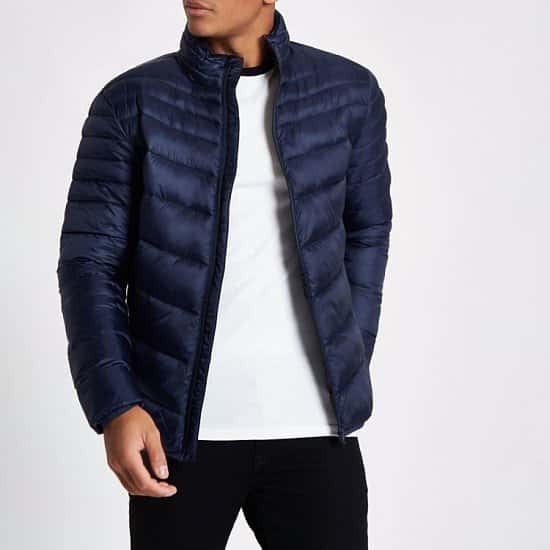 SAVE £15.00 - Navy zip front funnel neck puffer jacket!