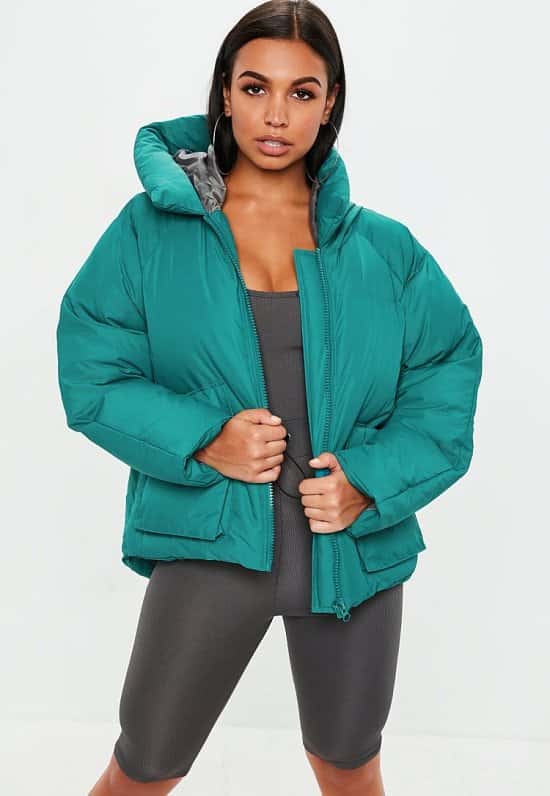 SAVE 50% - teal oversized hooded ultimate puffer jacket: QUICK, GOING FAST!