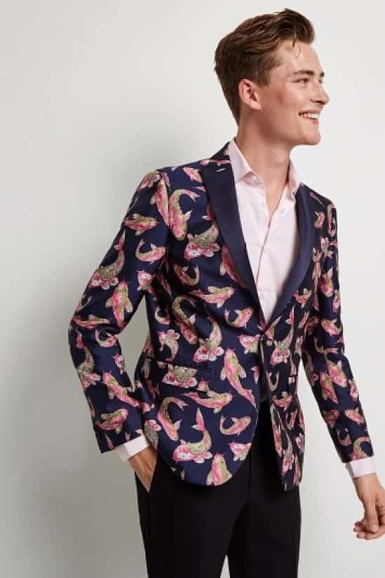 CLEARANCE ON JACKETS - Moss London Skinny Fit Fish Jacquard Dress Jacket!