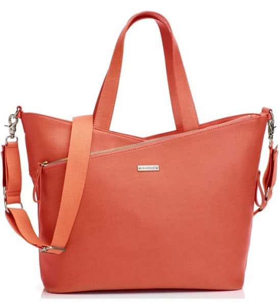 SAVE £50.00 - Storksak Lucinda Leather Tote Changing Bag - Sunset Orange!
