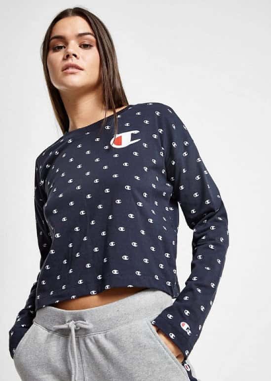 SAVE 43 Champion All Over Print Logo Long Sleeve T Shirt JD