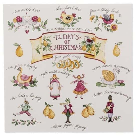YOU SAVE 30% - WHSmith Twelve Days of Christmas Charity Christmas Cards (Pack of 10)!
