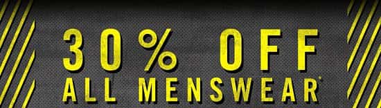 30% off All Men's Wear!