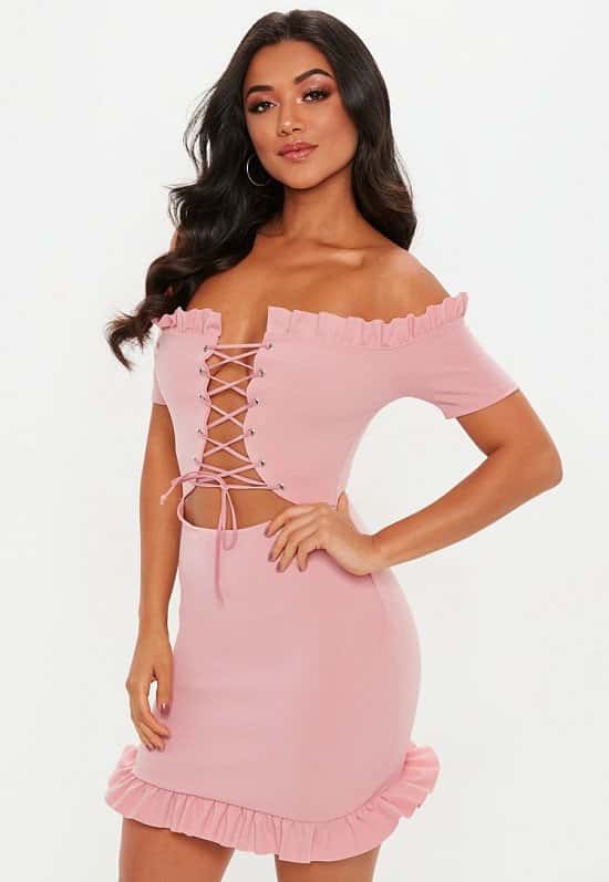 PREFECT FOR STUDENTS, UP TO 50% OFF - pink lace up front mini dress!