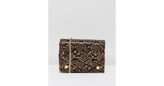 UP TO 50% OFF ALL CHRISTMAS GIFTS - French Connection faux snakeskin envelope back with chain strap!