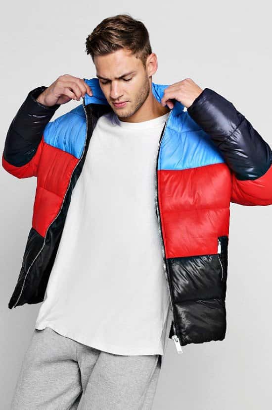 Save- Funnel Neck Colour Block Puffer