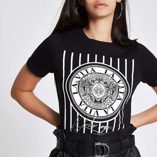 Save- Black ‘La Vita’ print T-shirt