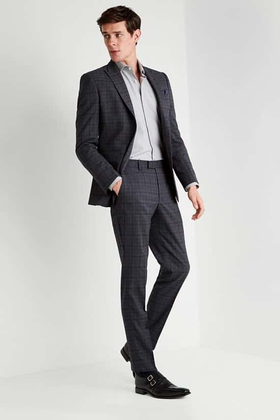 Save- Moss 1851 Tailored Fit Grey Rust Check Suit
