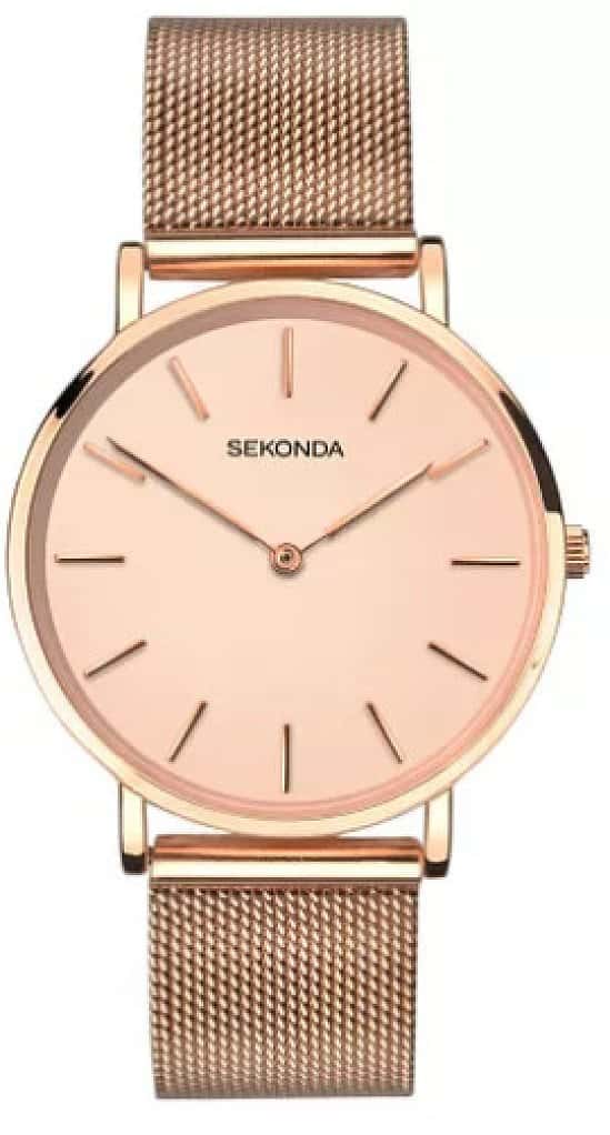 Save- Sekonda Editions Ladies' Rose Gold Mesh Bracelet Watch
