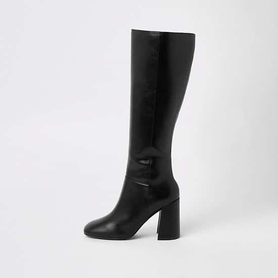 SAVE ON BOOTS THIS WINTER: GET £40.00 OFF - Black block heel knee high boots!