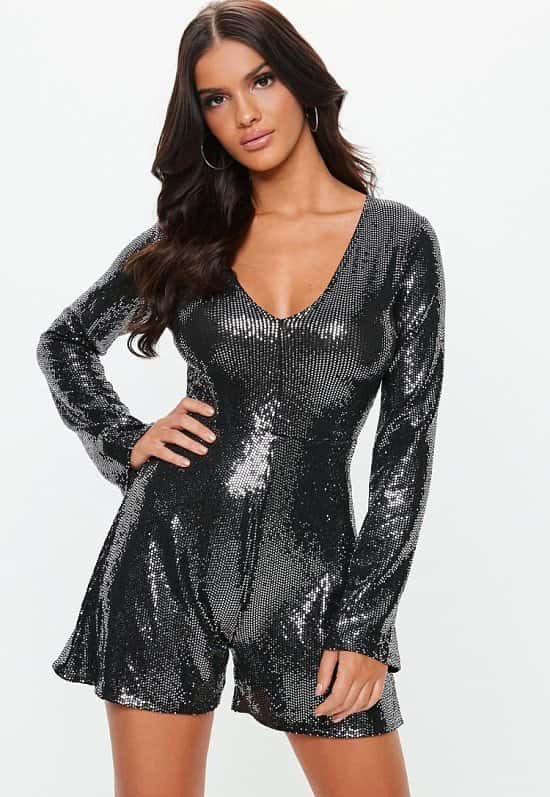 SAVE ON CHRISTMAS PARTY WEAR - black sewn through disc playsuit, SAVE £15.00!