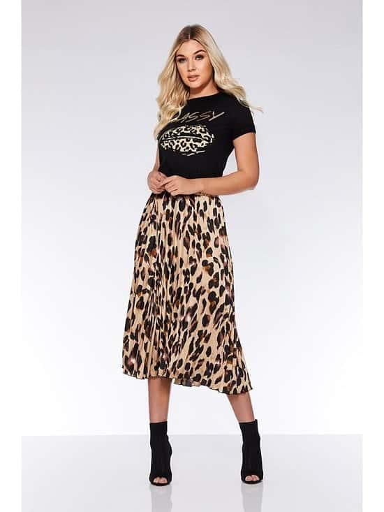 WINTER SALE, SAVE £10.00 - Stone And Black Leopard Print Midi Skirt!