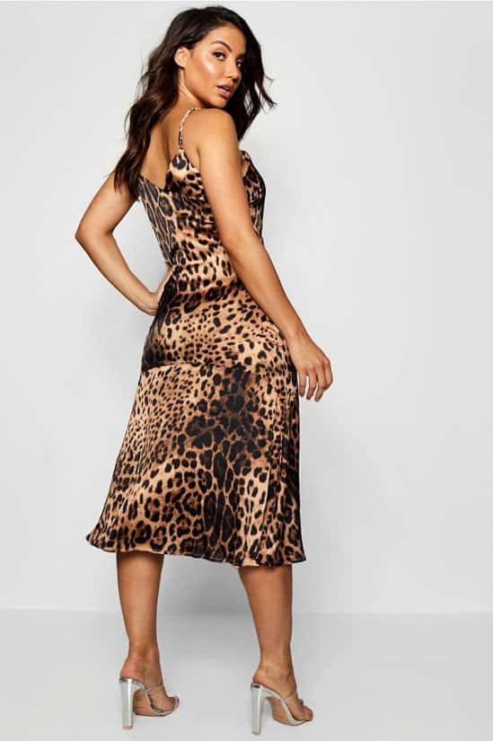 SALE ON PARTY WEAR, GET 45% OFF - Frill Hem Leopard Print Midaxi Dress!