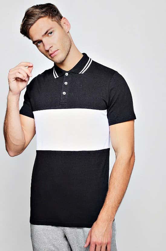 Half Price- Short Sleeve Colour Block Polo With Tipping