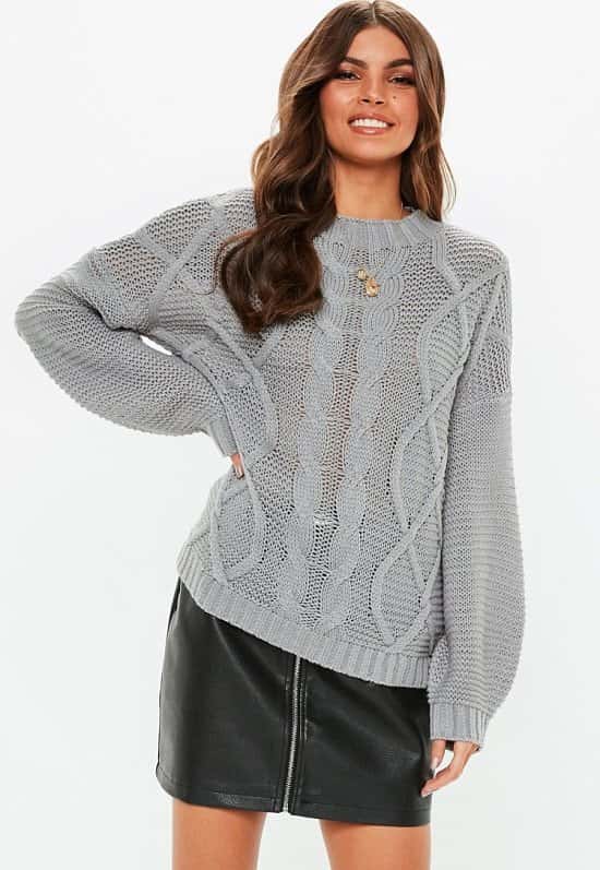 SALE, SAVE £5.00 - grey cable knitted jumper!