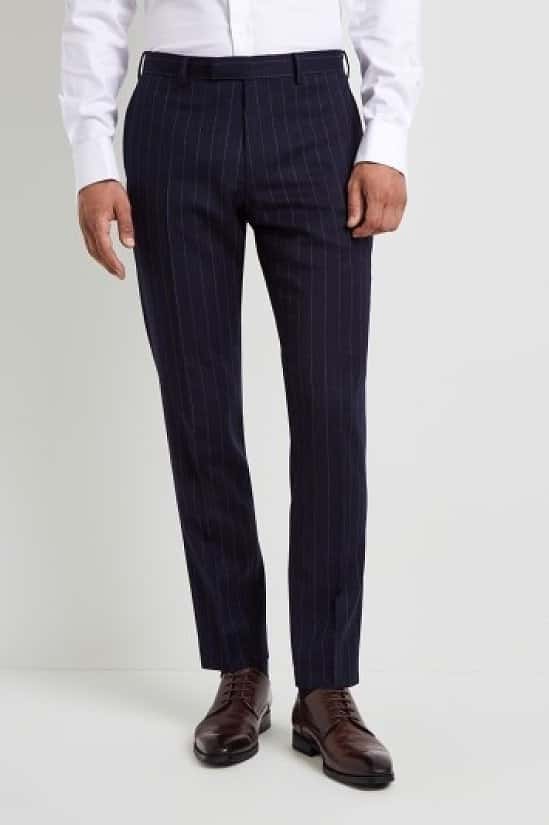 SALE, SAVE £40.00 ON SUIT WEAR - Moss 1851 Tailored Fit Blue Chalk Stripe Trouser!
