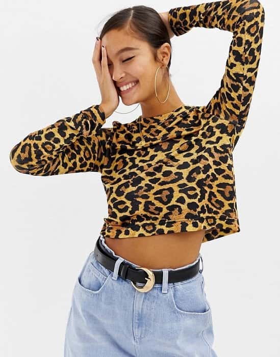 SALE - COLLUSION boxy long sleeve top in leopard print!
