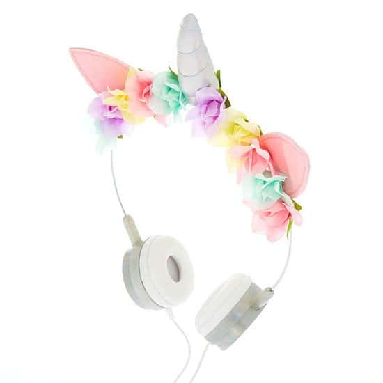 SALE - Unicorn Floral Headphones - Silver!