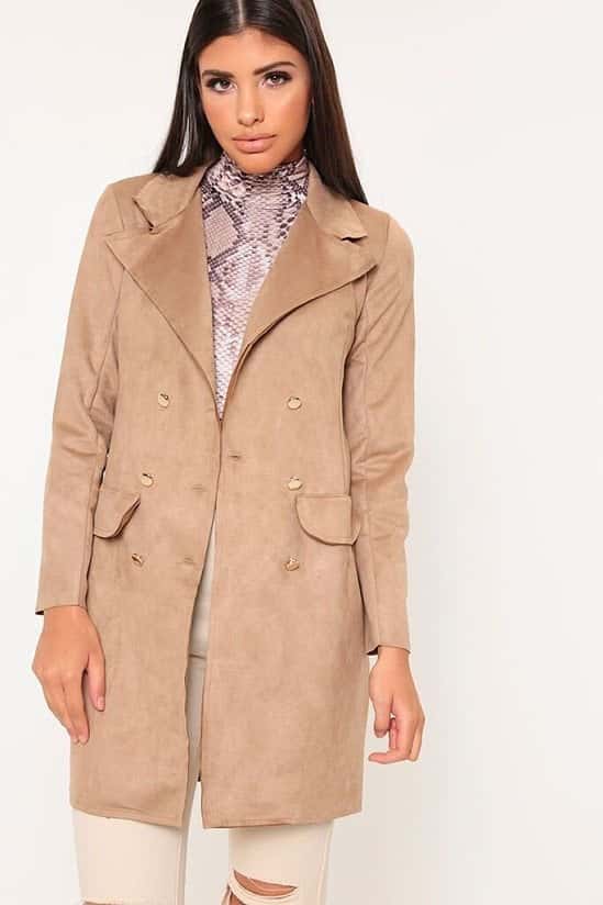 SALE, SAVE 70% - Nude Double Breasted Suedette Blazer Dress!