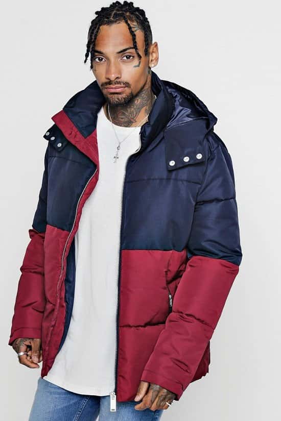 SALE - Colour Block Puffer With Popper Sides