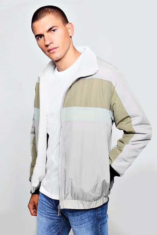 SALE - FULLY BORG LINED COLOUR BLOCK TRACK JACKET!