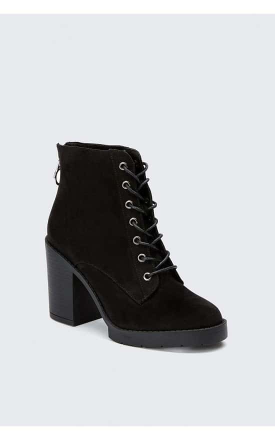 SALE, 20% OFF - BLACK ZIP BACK AND EYELET ANKLE BOOTS!