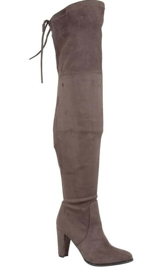 Heeled over the knee grey boots