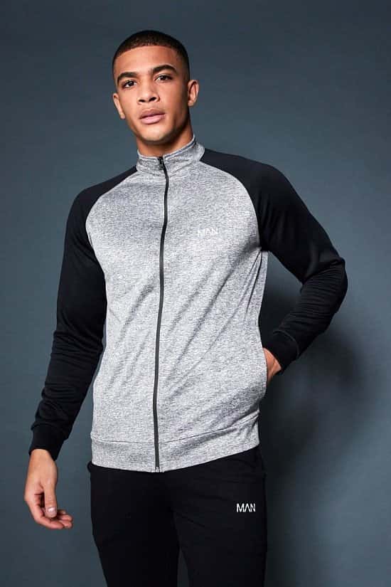 SALE - ACTIVE GYM TRACK TOP WITH CONTRAST SLEEVE