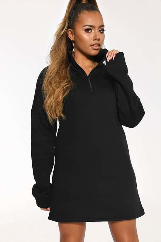 SALE - Black Zip Through Sweater Dress!